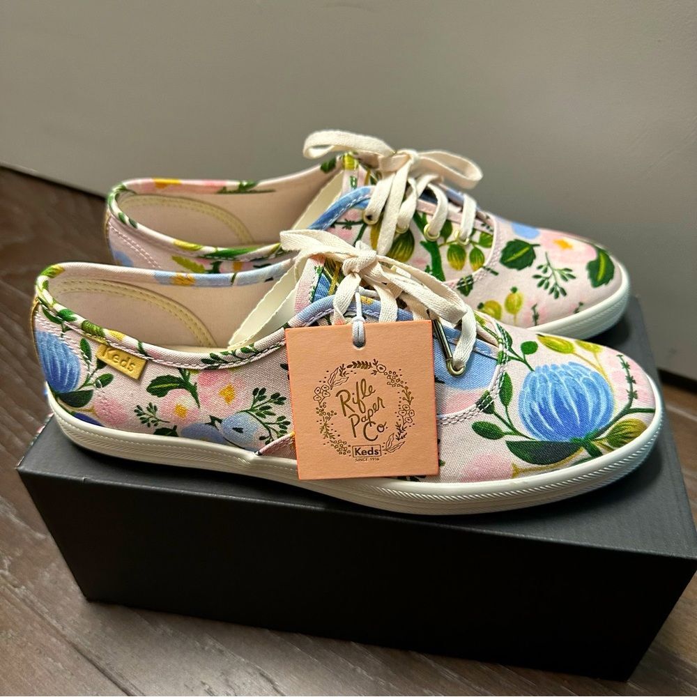 NIB Rifle Paper Co. x Keds pink floral tennis shoes.